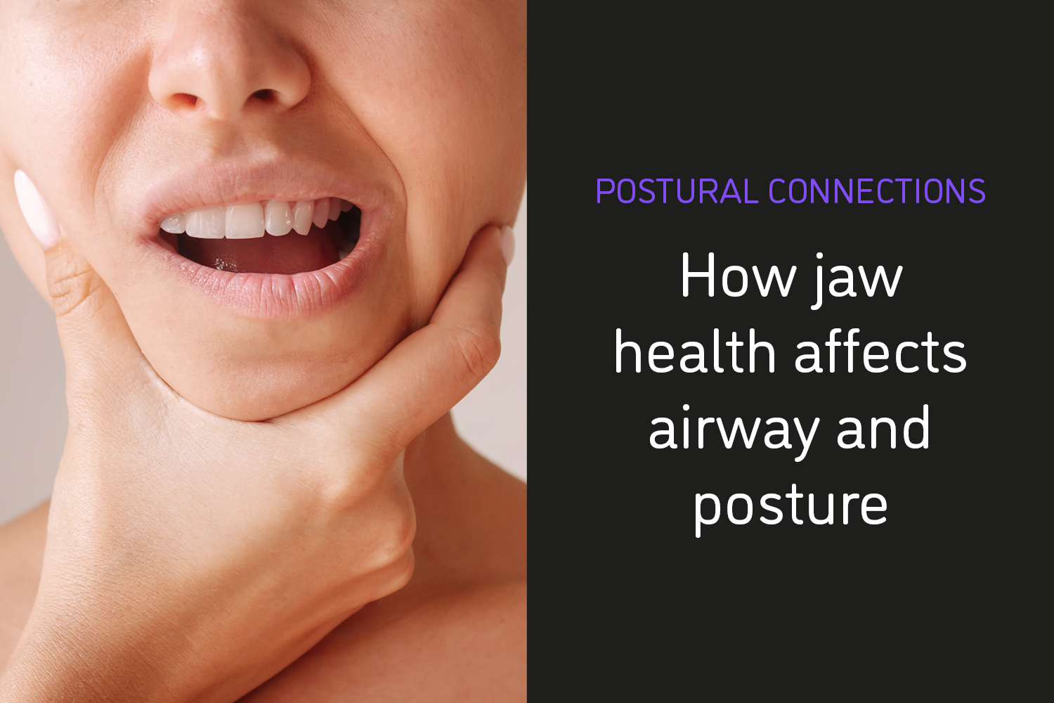 Woman holding jaw with text about jaw health